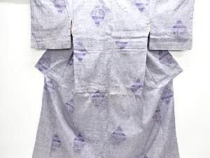 アンティーク　菱に花模様手織り紬着物